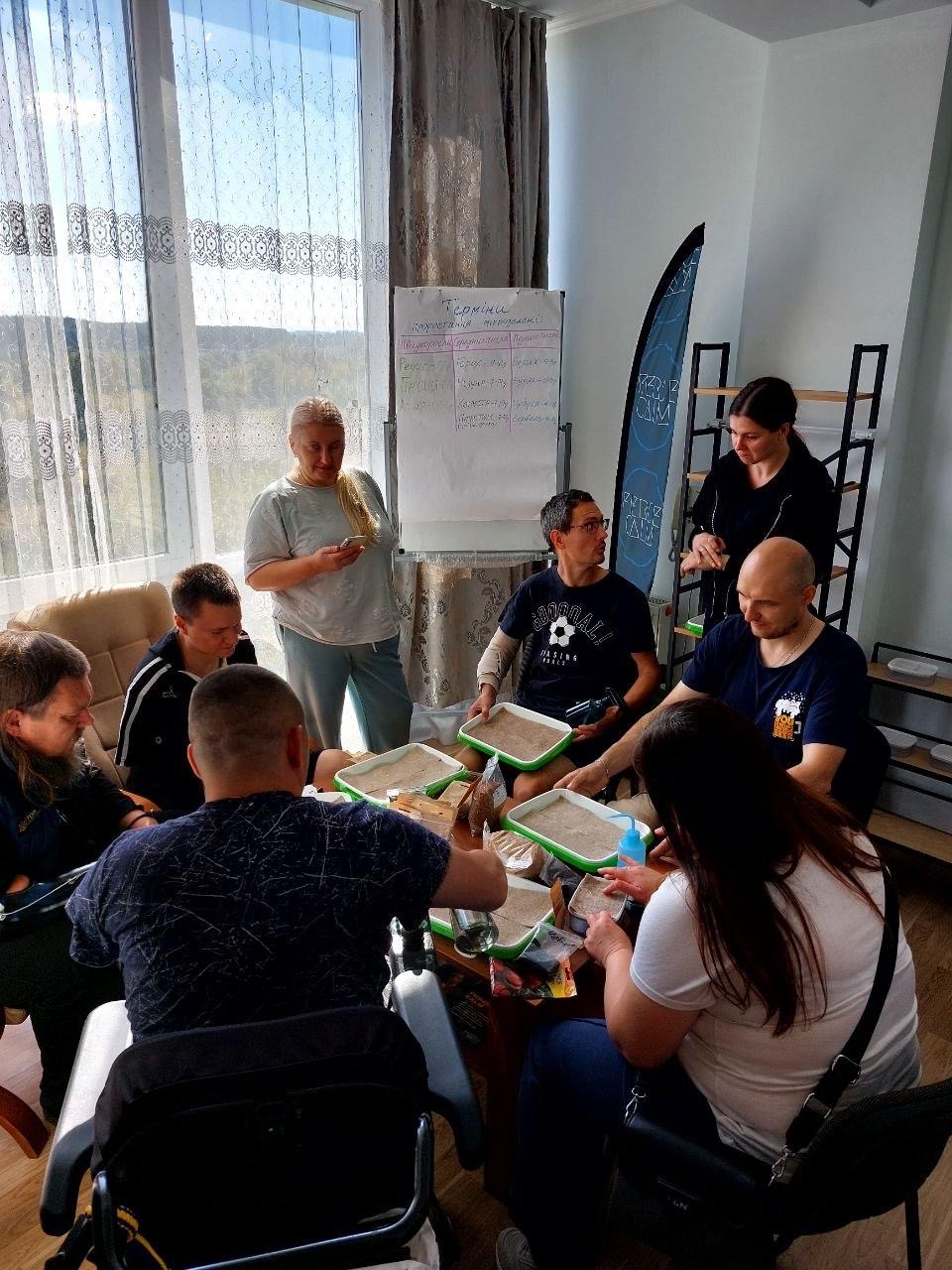 Participants working together on therapeutic gardening activities
