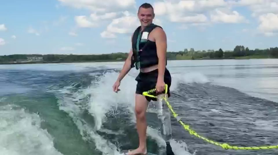 A frame from an adaptive water sport rehabilitation session